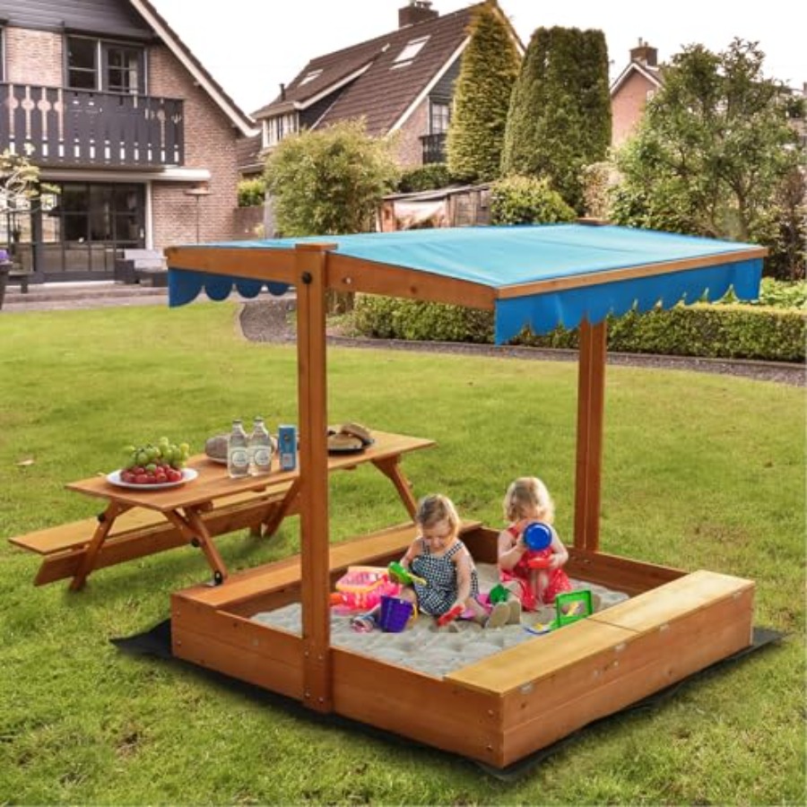 Kids Outdoor Sandbox - Sabbiera in legno per bambini da