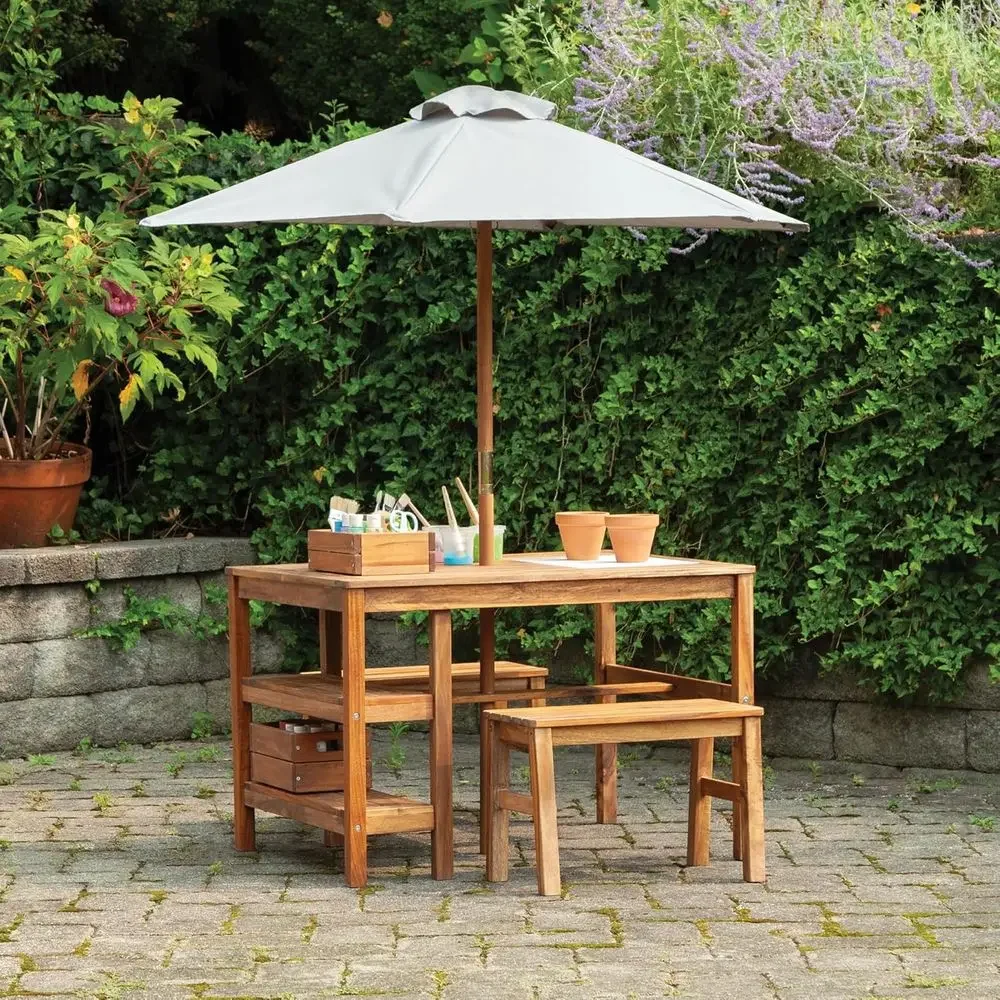 Kids Outdoor Table With Umbrella - Set da Esterno per Bambini con