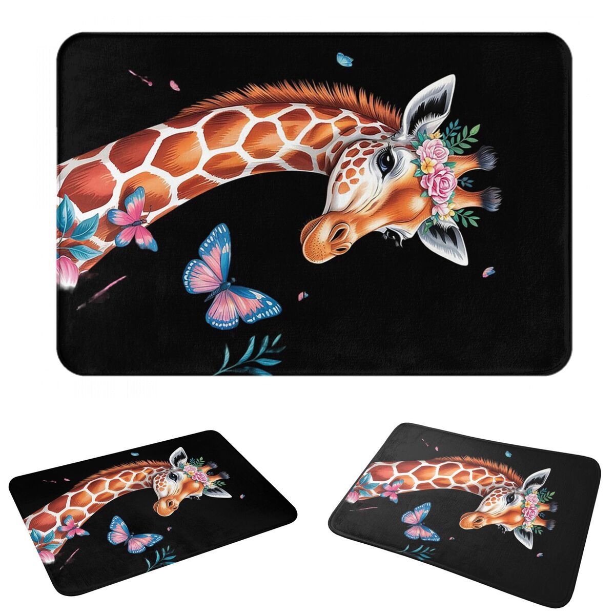 Kids Outdoor Floor Cushions - Giraffa Carina con Fiori | Tappeto