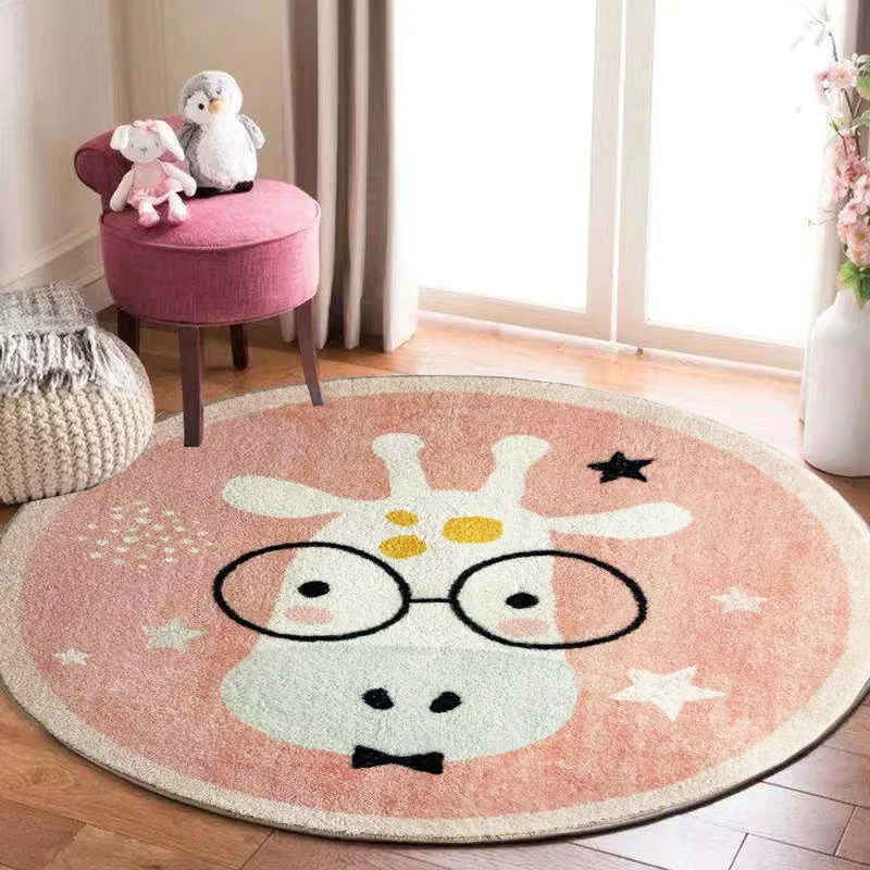 Kids Outdoor Floor Cushions - Cartoon Giraffa Tappetino rotondo Camera da