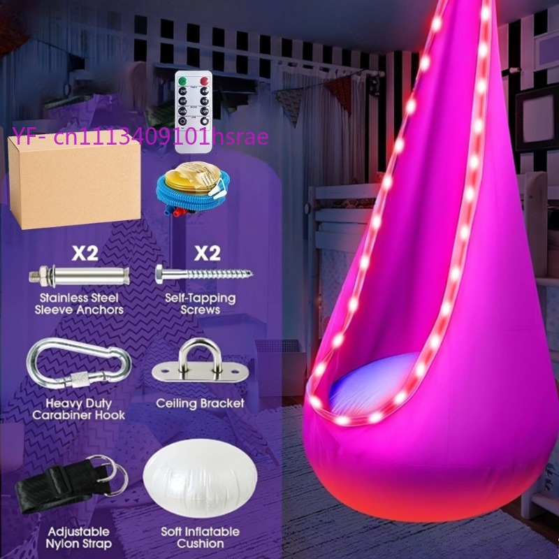 Kids Outdoor Hammock Chair - Amaca Gonfiabile Luminosa a LED, Sedia