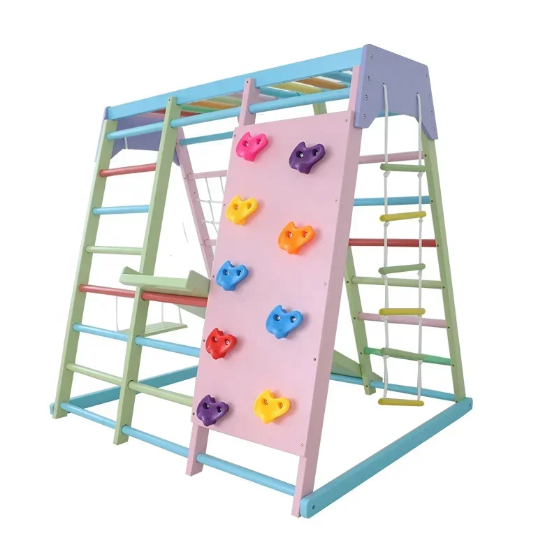 Kids Outdoor Wooden Climbing Frame - Set da arrampicata in legno per