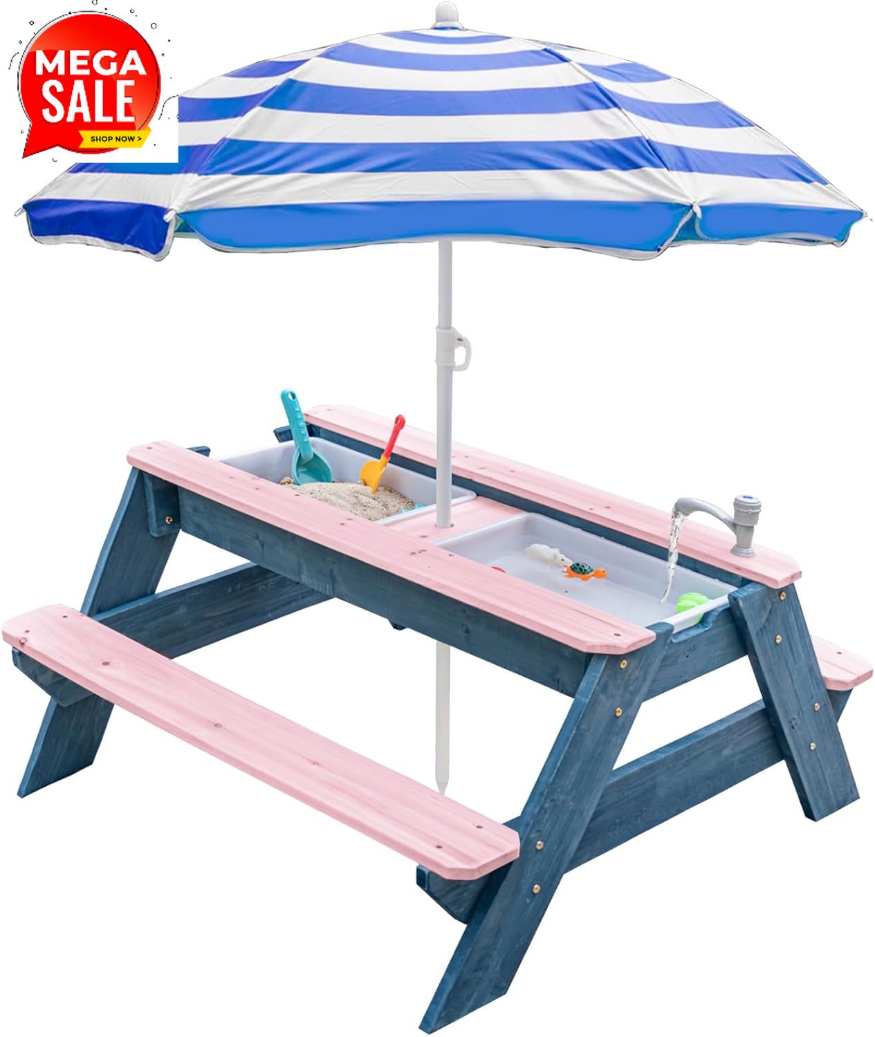 Tavolo 3-in-1 per Bambini per  - Kids Outdoor Table With Umbrella recensione e prezzo