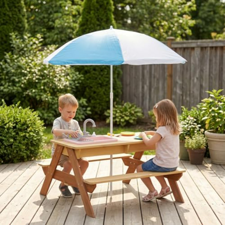 Tavolo da picnic per bambini d - Kids Outdoor Table With Umbrella recensione e prezzo