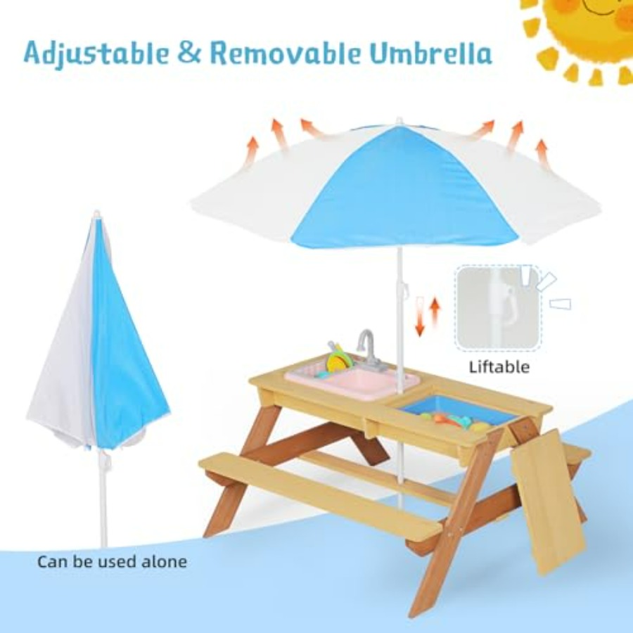Tavolo da picnic per bambini d - Kids Outdoor Table With Umbrella recensione e prezzo