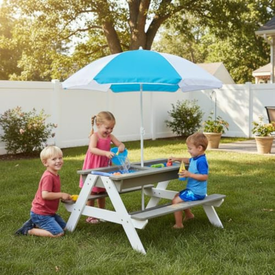Tavolo da picnic per bambini d - Kids Outdoor Table With Umbrella recensione e prezzo