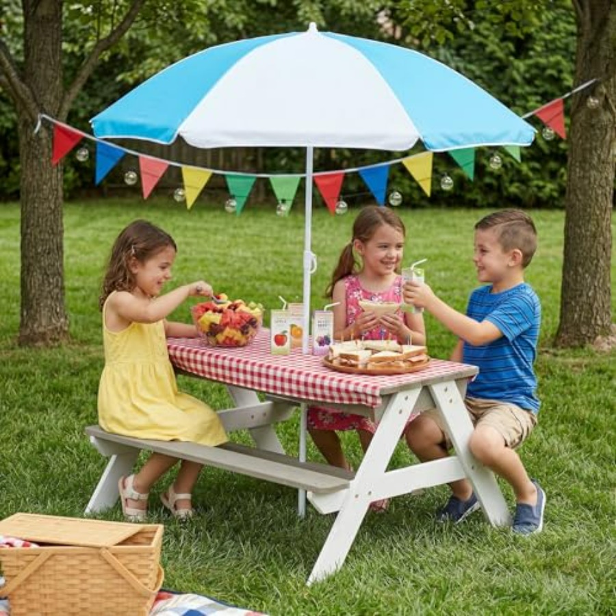 Tavolo da picnic per bambini d - Kids Outdoor Table With Umbrella recensione e prezzo