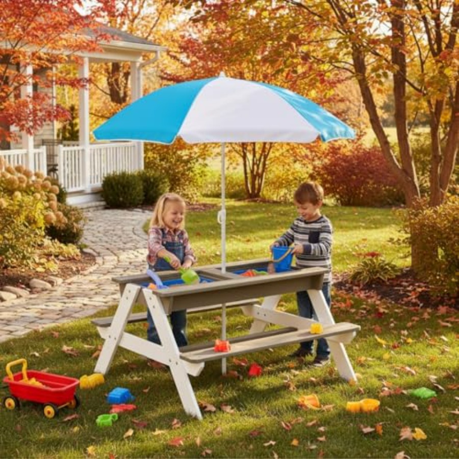 Tavolo da picnic per bambini d - Kids Outdoor Table With Umbrella recensione e prezzo