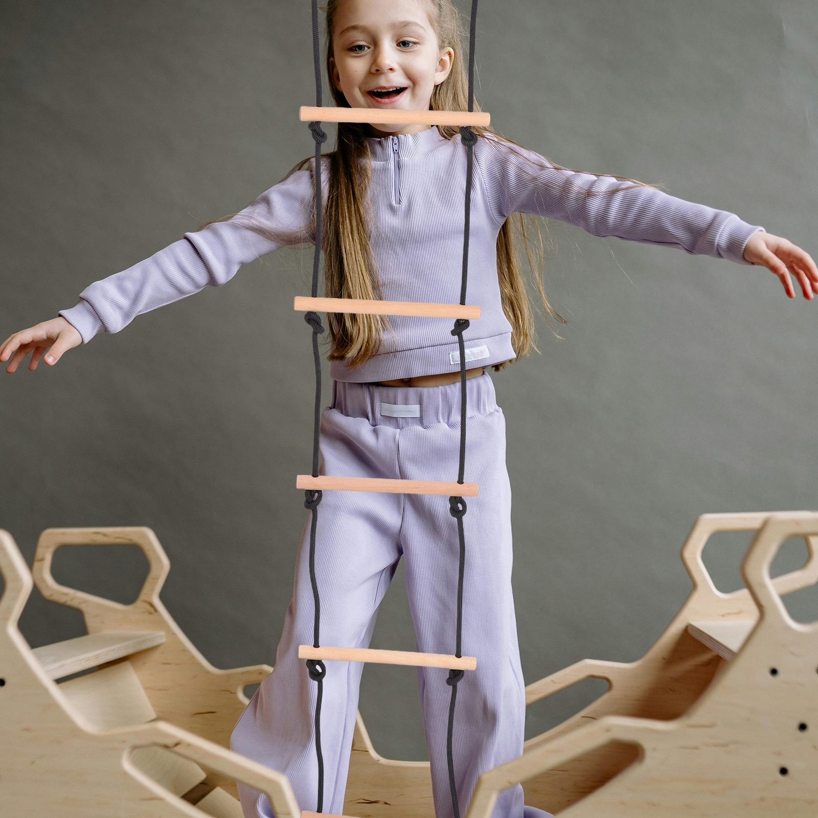 1 set di attrezzature per atti - Kids Outdoor Wooden Climbing Frame recensione e prezzo