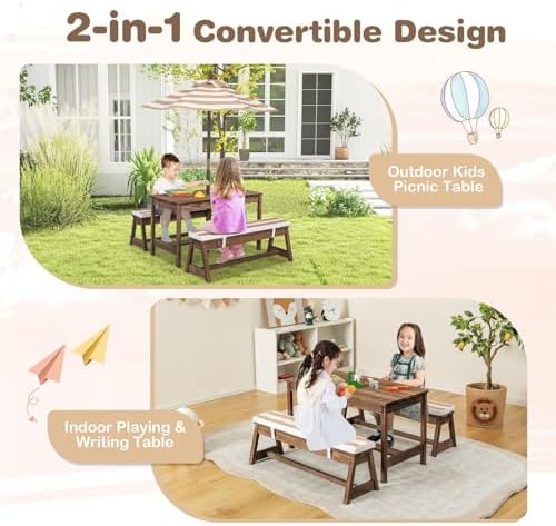 Tavolo da picnic per bambini,  - Kids Outdoor Table With Umbrella recensione e prezzo