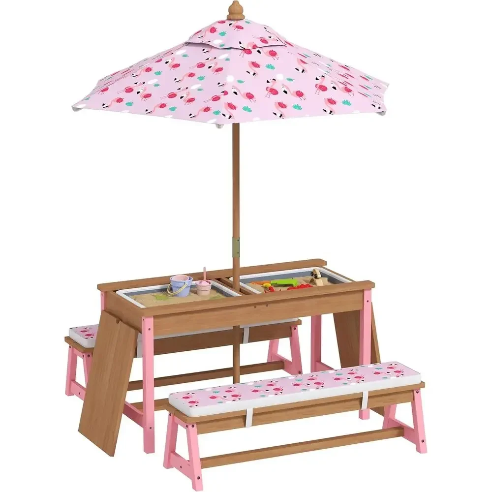 Set da Picnic in Legno con Omb - Kids Outdoor Table With Umbrella recensione e prezzo