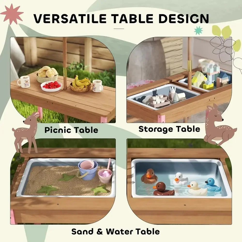 Set da Picnic in Legno con Omb - Kids Outdoor Table With Umbrella recensione e prezzo