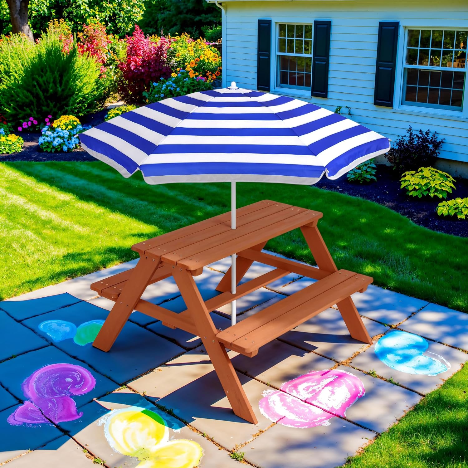 Tavolo da Picnic in Legno per  - Kids Outdoor Table With Umbrella recensione e prezzo