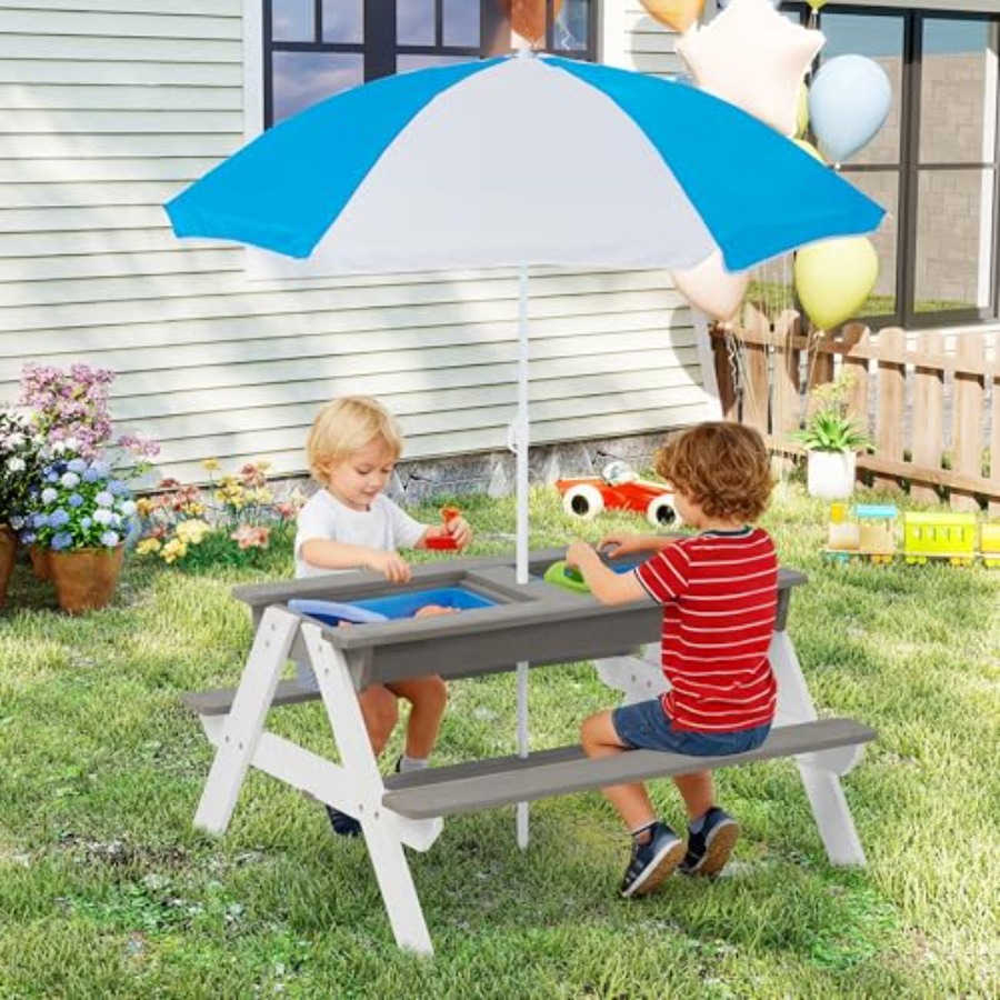 Tavolo da picnic per bambini d - Kids Outdoor Table With Umbrella recensione e prezzo