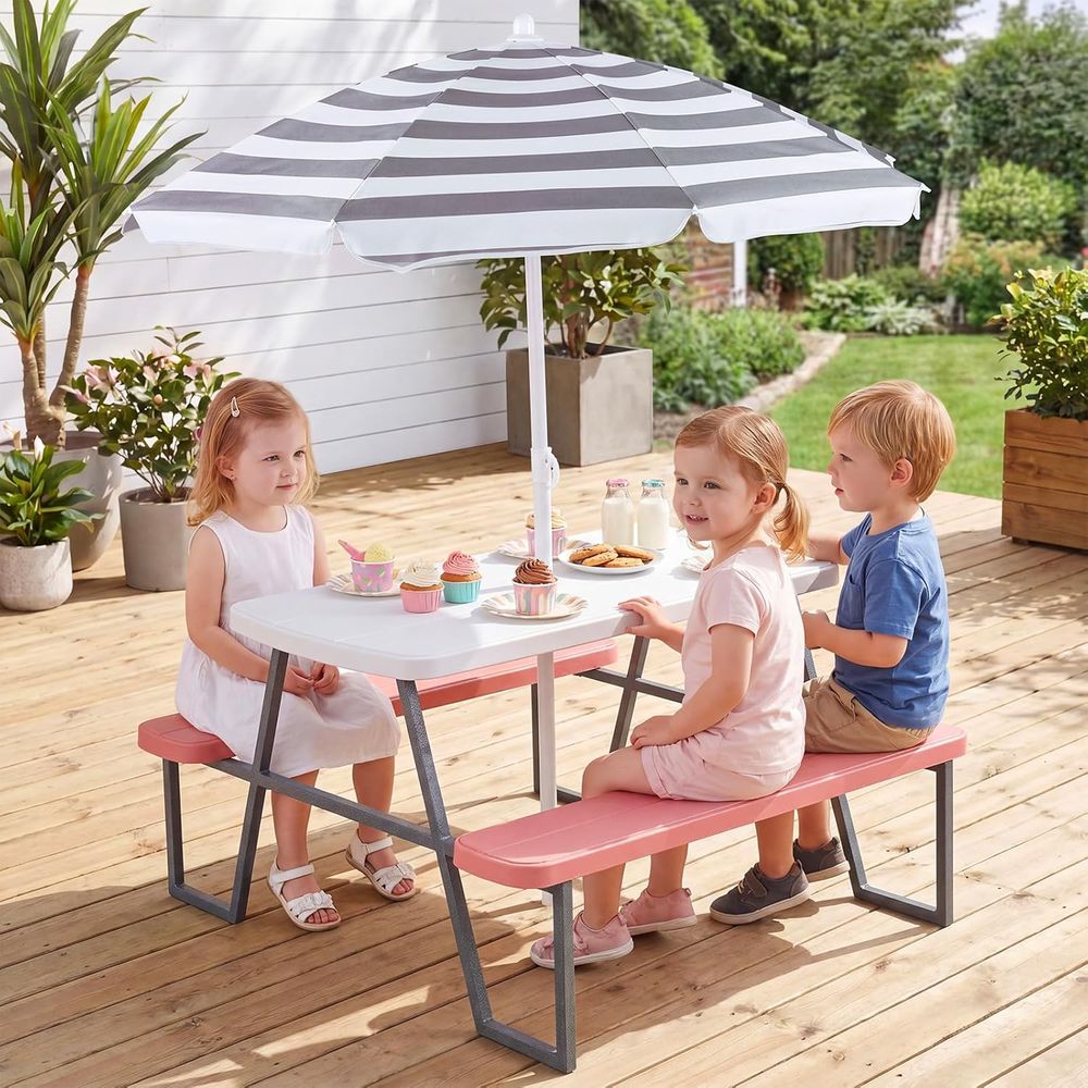 Tavolo da Picnic per Bambini,  - Kids Outdoor Table With Umbrella recensione e prezzo